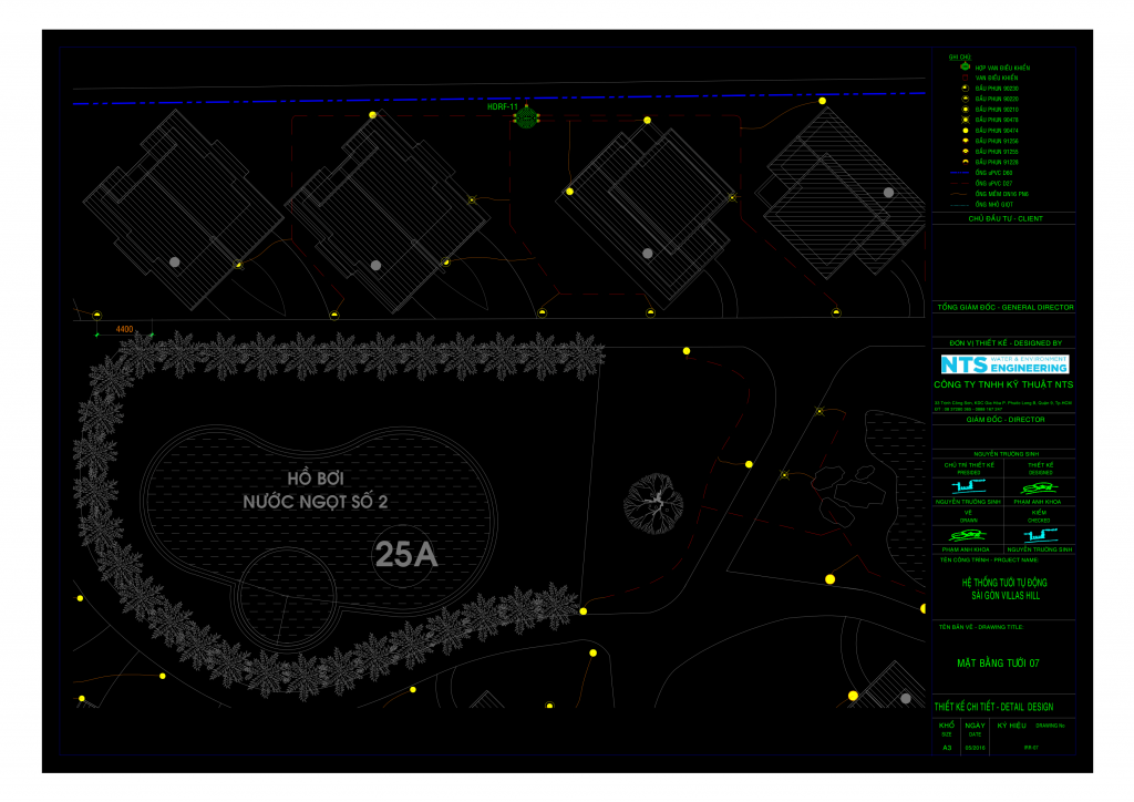 Bản vẽ AutoCad và thuyết minh thiết kế hệ thống tưới tự động khu resort Carmelina Hồ Tràm