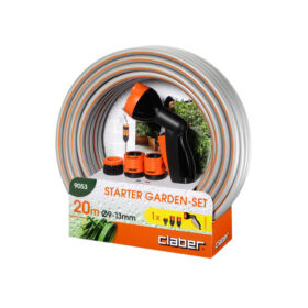 Cuộn vòi tưới cây 4 chế độ 20m Claber Starter Garden-Set 9053, Tặng máng treo cao cấp Claber
