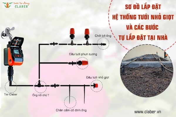 Sơ đồ lắp đặt hệ thống tưới nhỏ giọt và các bước tự lắp đặt tại nhà