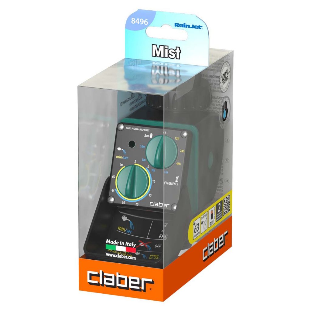 Bộ hẹn giờ phun sương, tưới lan (bộ tưới lan tự động) Claber Aquauno Mist 8496 - Ảnh 2