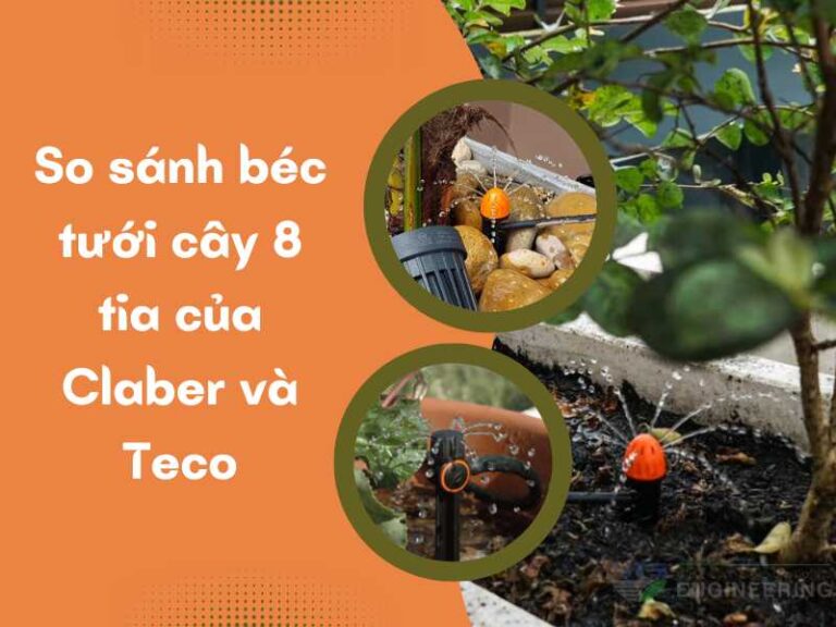 So sánh béc tưới cây 8 tia chân cắm của hãng Claber và Teco